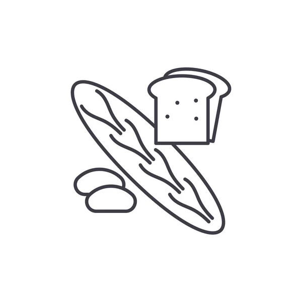 Bäckereifachmarkt-Konzept. Bäckereigeschäft Vektor lineare Illustration, Symbol, Schild — Stockvektor