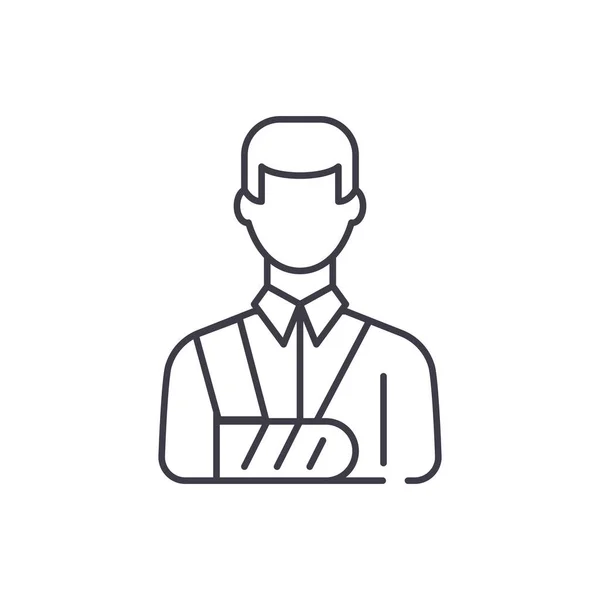 Concetto di icona della linea uomo fasciato. Illustrazione lineare vettoriale uomo fasciato, simbolo, segno — Vettoriale Stock