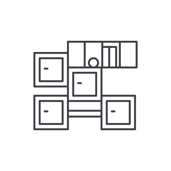 Badkamer meubels lijn pictogram concept. Badkamer meubels lineaire vectorillustratie, symbool, teken — Stockvector