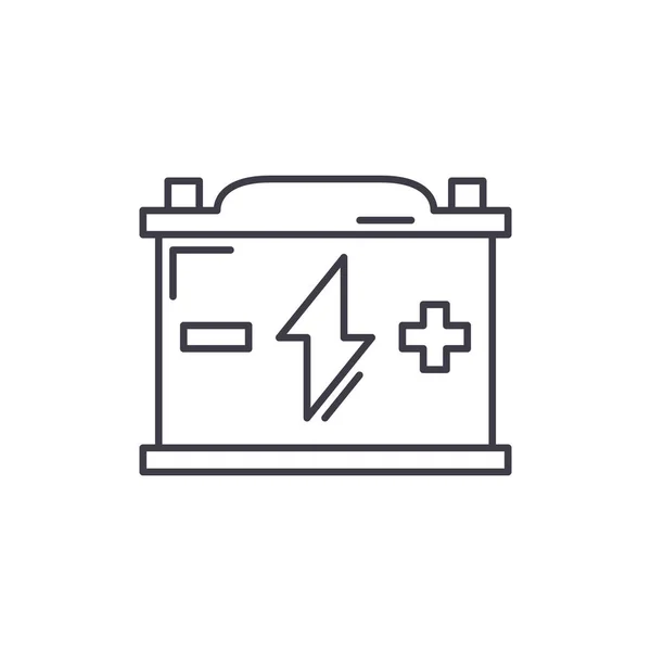 Batteriet line ikonen koncept. Batteriet vektor linjär illustration, symbol, underteckna — Stock vektor
