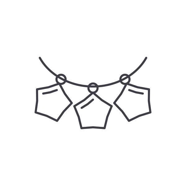Perlas guirnaldas concepto icono de línea. Granos guirnaldas vector lineal ilustración, símbolo, signo — Vector de stock