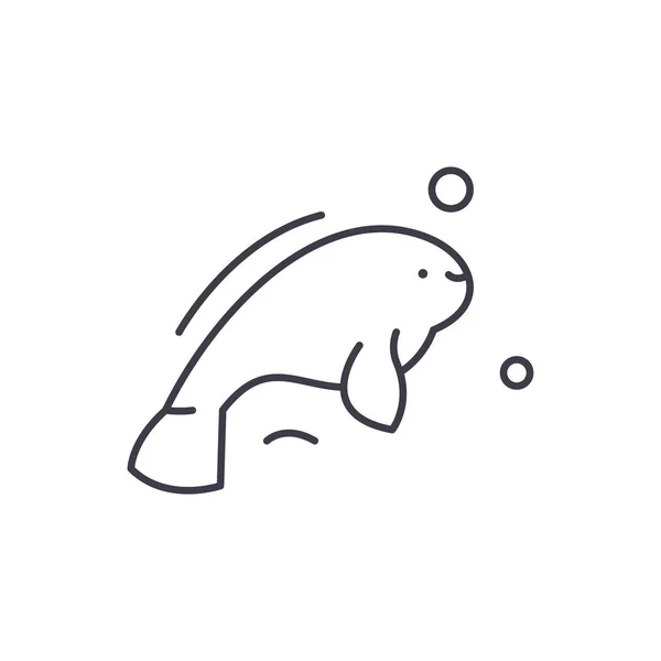 Beluga line icon concept. Beluga Vektor lineare Illustration, Symbol, Zeichen — Stockvektor