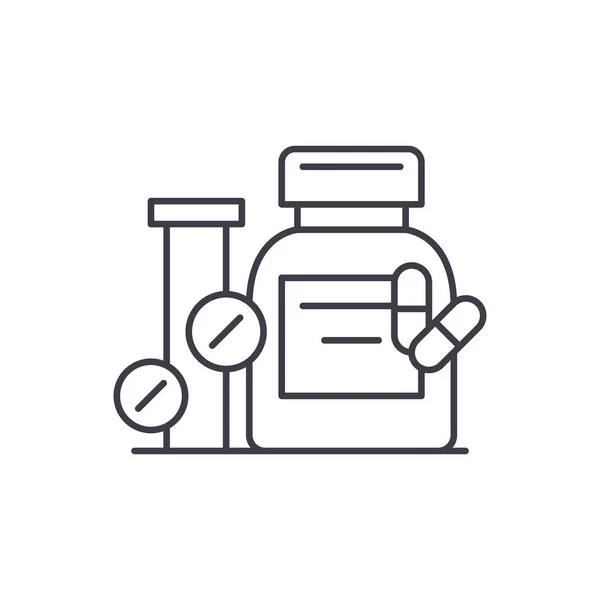 Concetto icona della linea di additivi biologicamente attivi. Additivi biologicamente attivi illustrazione lineare vettoriale, simbolo, segno — Vettoriale Stock