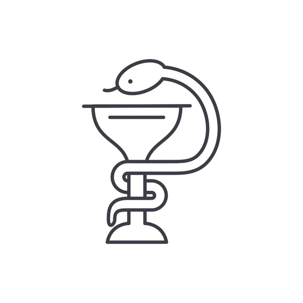 Miska z węża linia ikona koncepcja. Miska z ilustracja liniowa wektor wąż, symbol, znak — Wektor stockowy