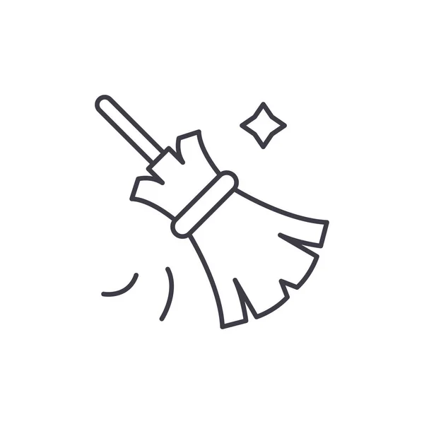 Broom line icon concept. Broom vector linear illustration, symbol, sign — Stock Vector