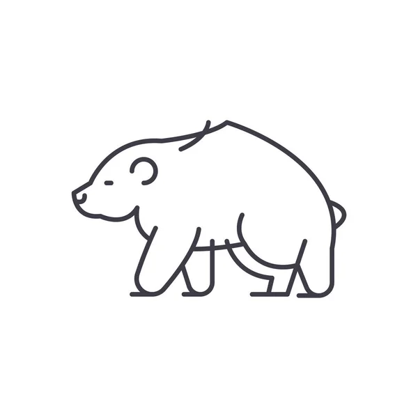 Brown bear line icon concept. Brown bear vector linear illustration, symbol, sign — Stock Vector