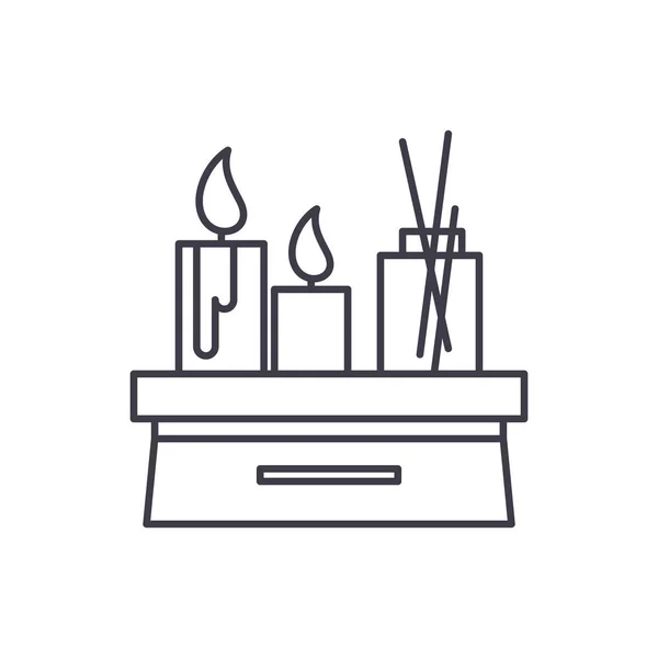 Candles in the interior line icon concept. Candles in the interior vector linear illustration, symbol, sign — Stock Vector