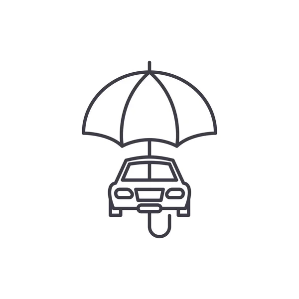 Bil försäkring linje ikonen koncept. Bil försäkring vektor linjär illustration, symbol, underteckna — Stock vektor
