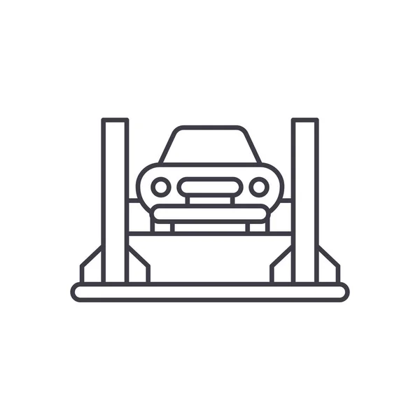 Samochód naprawy sklep linii ikona koncepcja. Warsztat samochodowy wektor ilustracja liniowa, symbol, znak — Wektor stockowy