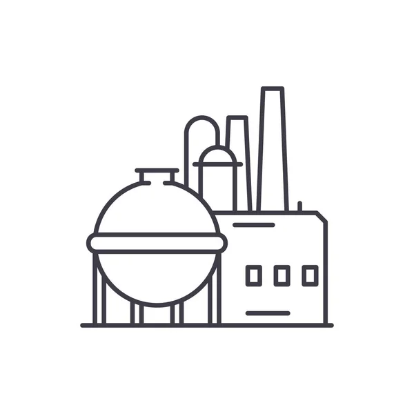Concept d'icône de ligne d'usine chimique. Usine chimique vecteur illustration linéaire, symbole, signe — Image vectorielle