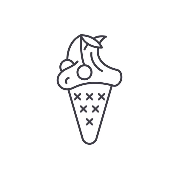 Třešňová zmrzlina řádku ikonu koncept. Třešňová zmrzlina vektorové ilustrace lineární, symbol, znak — Stockový vektor