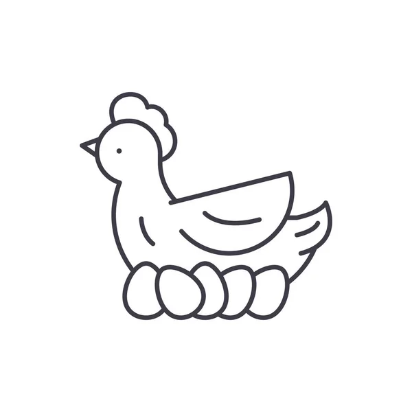 Icono de línea de capa de pollo concepto. Capa de pollo vector lineal ilustración, símbolo, signo — Archivo Imágenes Vectoriales