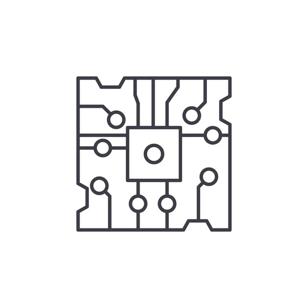 Chip line icon concept. Illustrazione lineare del vettore del chip, simbolo, segno — Vettoriale Stock