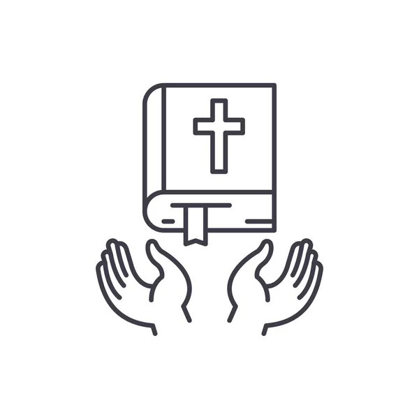 Icono de línea de religión cristiana concepto. Religión cristiana vector ilustración lineal, símbolo, signo — Archivo Imágenes Vectoriales