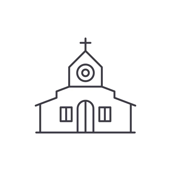 Kerk lijn pictogram concept. Lineaire vectorillustratie kerk, symbool, teken — Stockvector