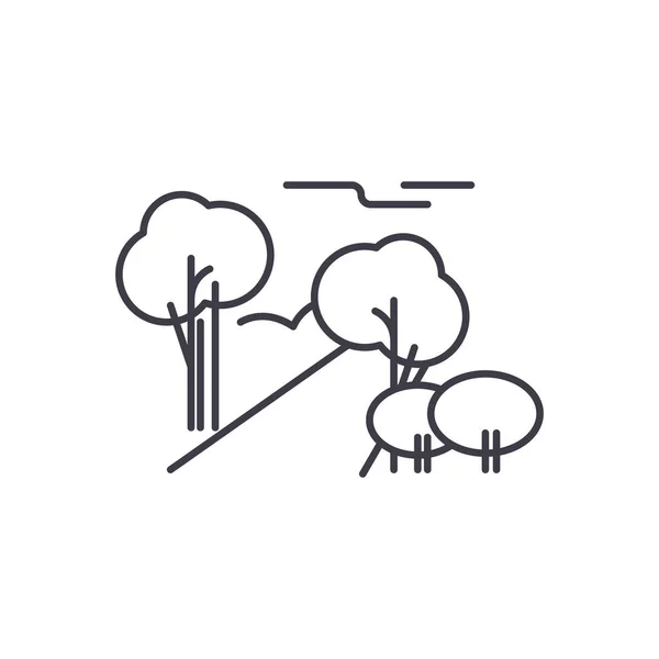 City Park Line Icon Konzept. Stadtpark-Vektor lineare Illustration, Symbol, Schild — Stockvektor
