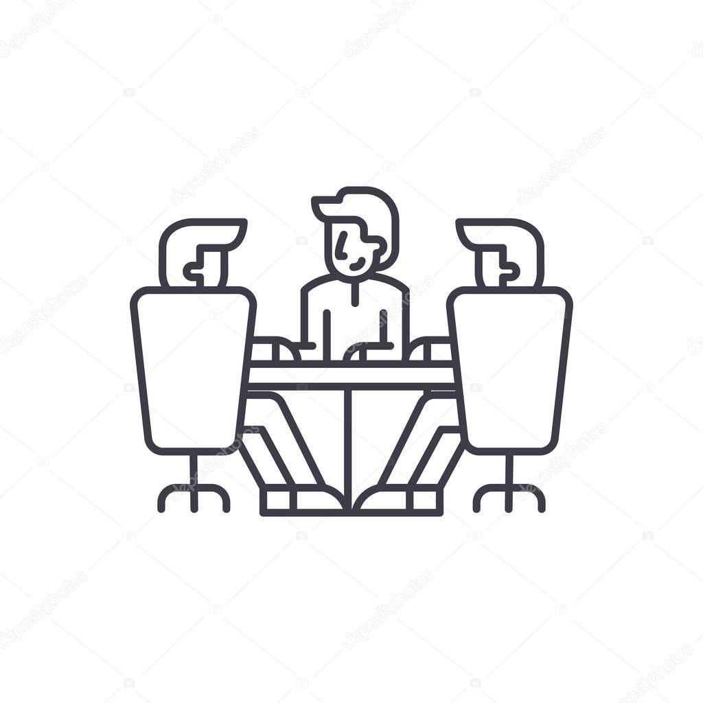 Board of directors meeting line icon concept. Board of directors meeting vector linear illustration, symbol, sign