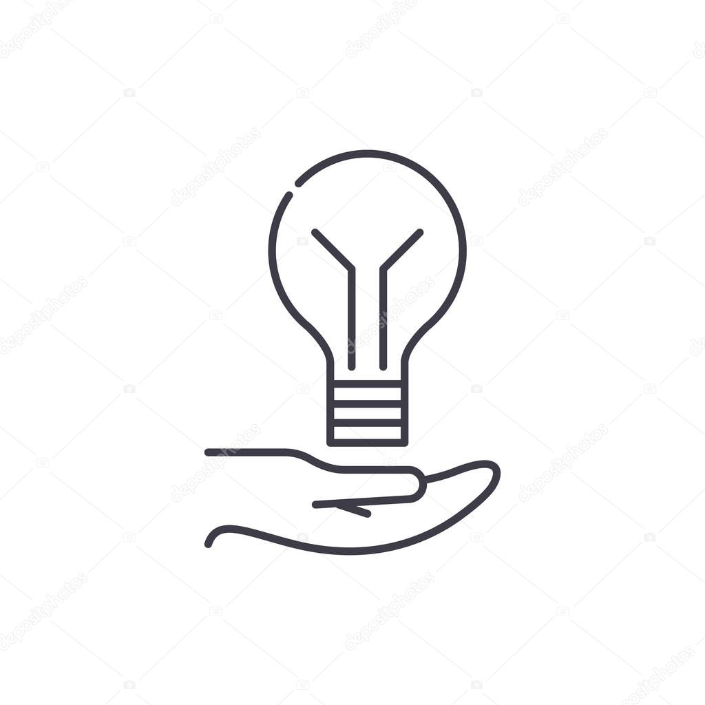 Bright idea line icon concept. Bright idea vector linear illustration, symbol, sign
