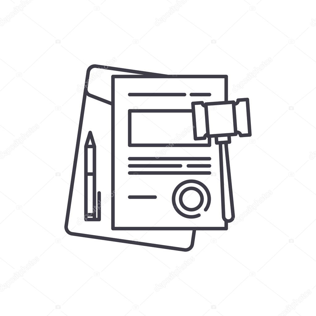 Business law line icon concept. Business law vector linear illustration, sign, symbol