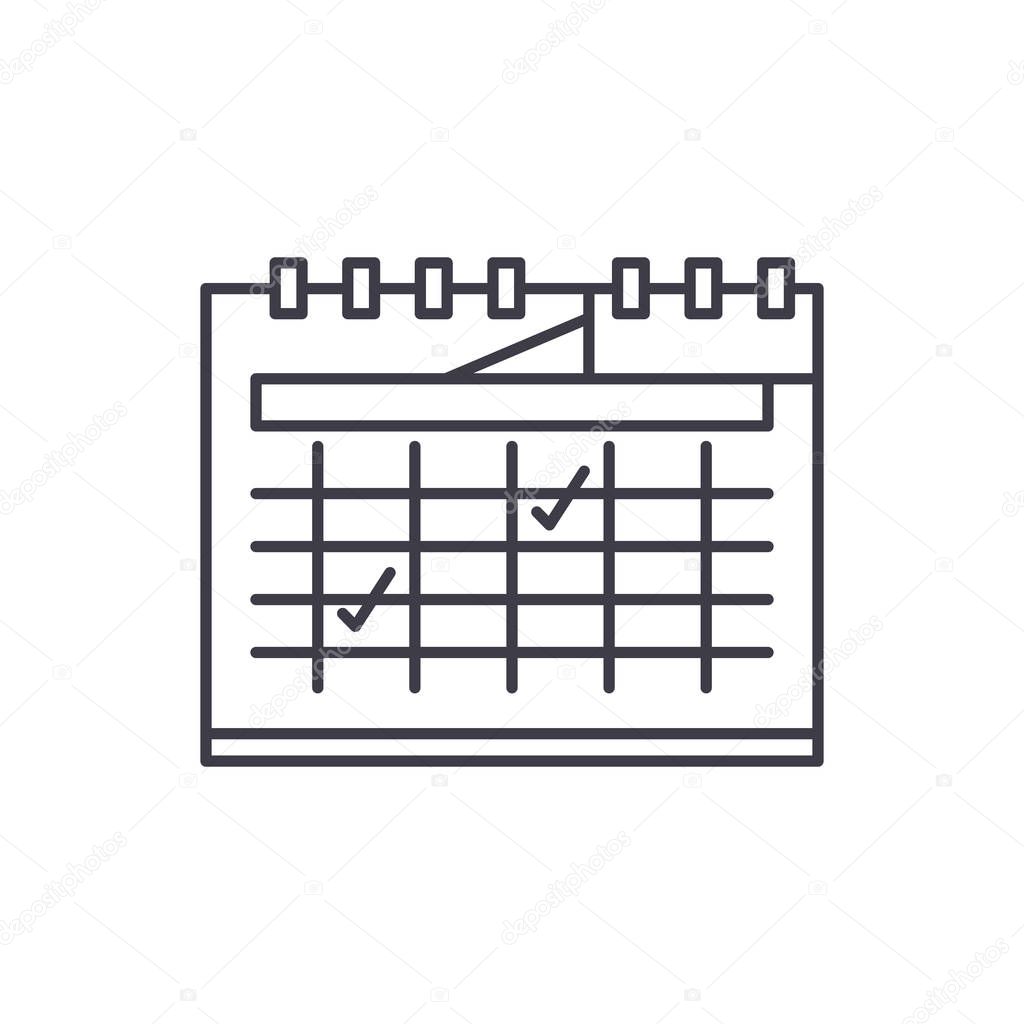 Calendar planning line icon concept. Calendar planning vector linear illustration, symbol, sign