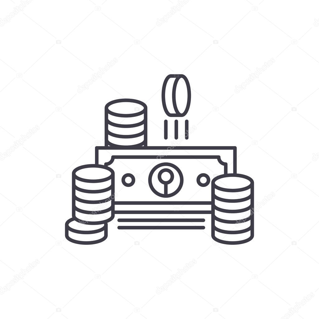 Cash line icon concept. Cash vector linear illustration, sign, symbol