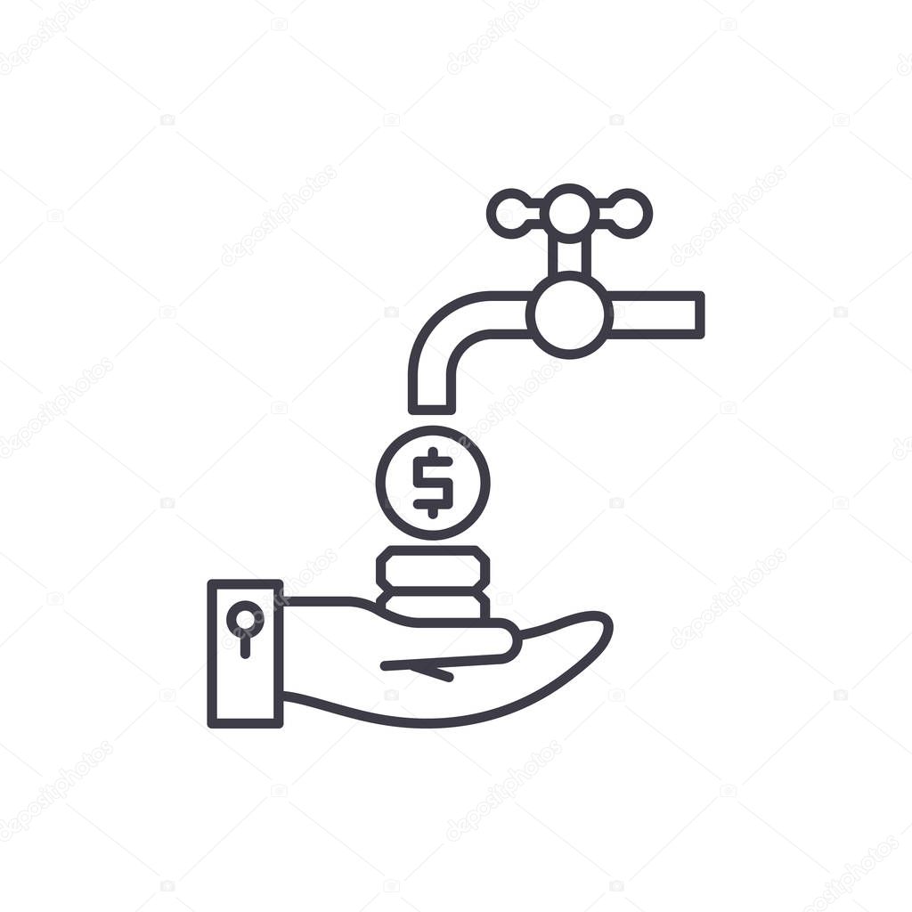 Cash flow line icon concept. Cash flow vector linear illustration, symbol, sign