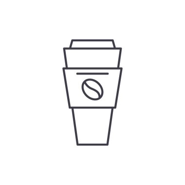 Seninle kahve kupa satır simgesi kavramı. Seninle kahve kupa vektör lineer illüstrasyon, sembol, işareti