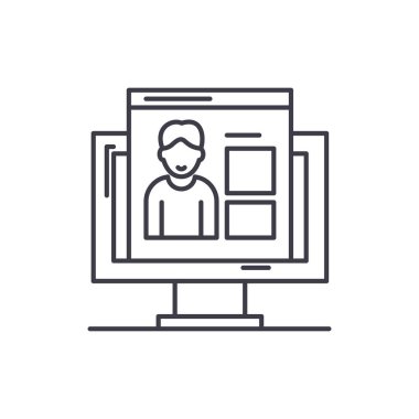 Yetkiler satırı simgesi kavramı. Yetkiler vektör lineer illüstrasyon, sembol, işareti