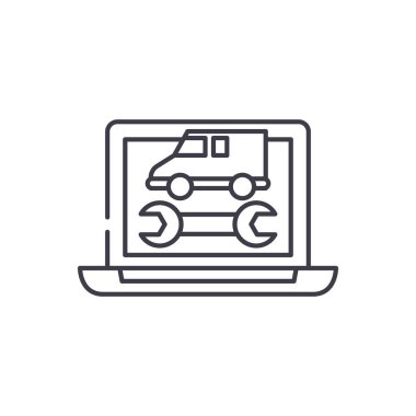 Bilgisayar tanılama satırı simgesi kavramı. Bilgisayar tanılama vektör lineer illüstrasyon, sembol, işareti