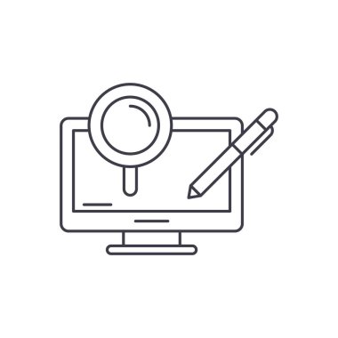 Bilgisayar işlemleri satır simgesi kavramı. Bilgisayar süreçleri vektör lineer illüstrasyon, sembol, işareti