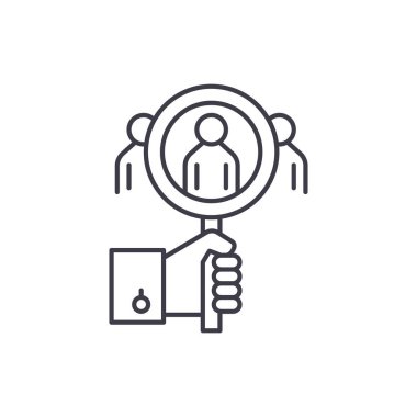 Tüketici analiz satırı simgesi kavramı. Tüketici analiz vektör lineer illüstrasyon, işaret, sembol