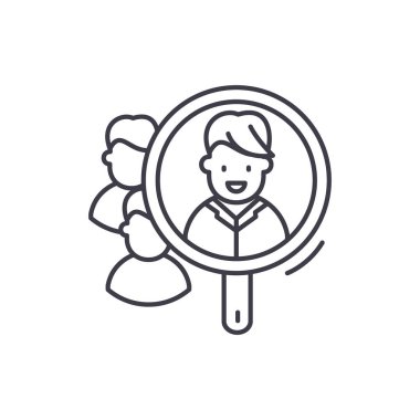 Tüketici araştırma satırı simgesi kavramı. Tüketici araştırma vektör lineer illüstrasyon, sembol, işareti