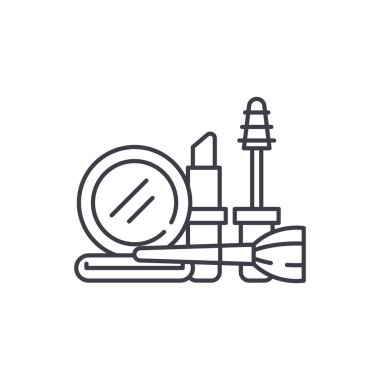 Kozmetik ve makyaj çizgi simgesini kavramı. Kozmetik ve makyaj vektör lineer illüstrasyon, sembol, işareti