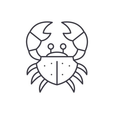 Yengeç satırı simgesi kavramı. Yengeç doğrusal vektör çizim, sembol, işareti