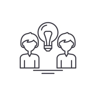 Yaratıcı grup satırı simgesi kavramı. Yaratıcı grup vektör lineer illüstrasyon, sembol, işareti