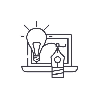 Yaratıcılık satırı simgesi kavramı. Yaratıcılık vektör lineer illüstrasyon, sembol, işareti