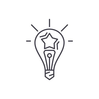 Yaratıcılık sistem satır simgesi kavramı. Yaratıcılık sistem vektör lineer illüstrasyon, sembol, işareti