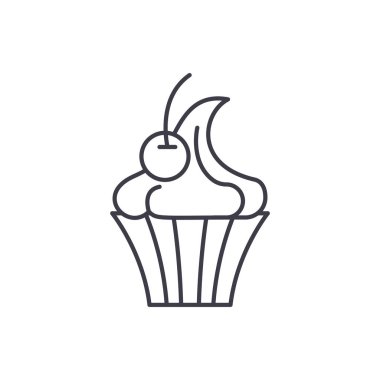 Creme brulee satırı simgesi kavramı. Creme brulee vektör lineer illüstrasyon, sembol, işareti