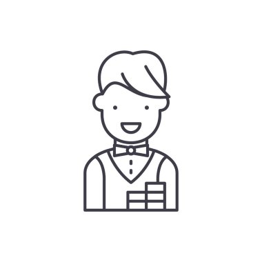 Krupiye satırı simgesi kavramı. Krupiye vektör lineer illüstrasyon, sembol, işareti