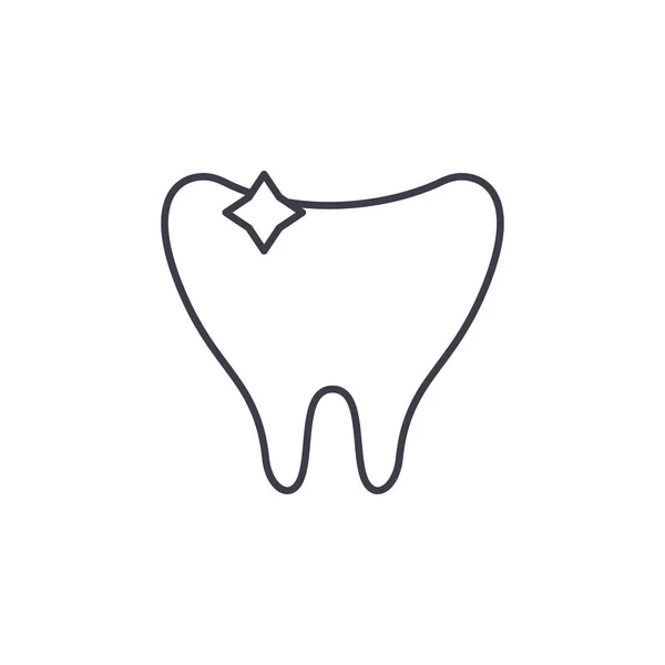 Konzept der sauberen Zahnlinie. sauberer Zahnvektor lineare Illustration, Symbol, Zeichen — Stockvektor