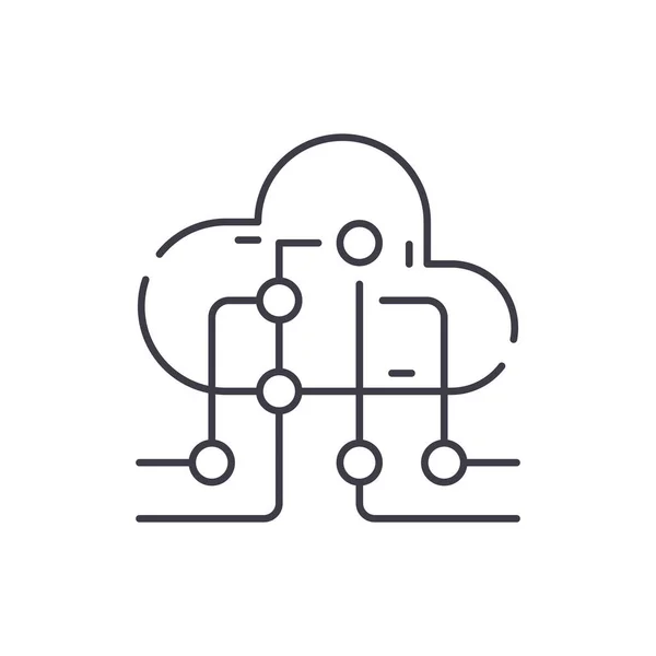 Concept d'icône de ligne de technologie de l'information Cloud. Cloud technologie de l'information vectoriel illustration linéaire, symbole, signe — Image vectorielle