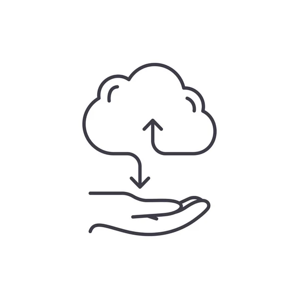 云服务行图标概念。云服务向量线性例证, 符号, 标志 — 图库矢量图片