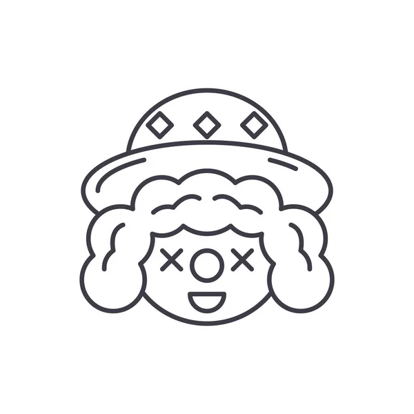 Clown face line icon concept. Clown face vector linear illustration, symbol, sign — Stock Vector