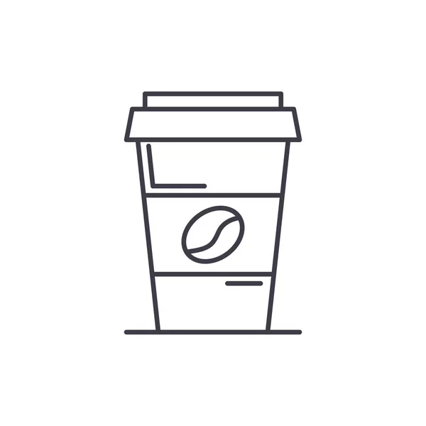 Café para ir conceito ícone de linha. Café para ir vetor ilustração linear, símbolo, sinal — Vetor de Stock