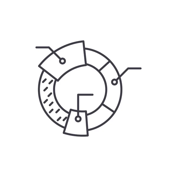 Kohort analys line ikonen koncept. Kohort analys linjär vektorillustration, symbol, underteckna — Stock vektor