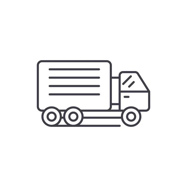 Container nave concetto icona linea. Contenitore nave vettore lineare illustrazione, simbolo, segno — Vettoriale Stock