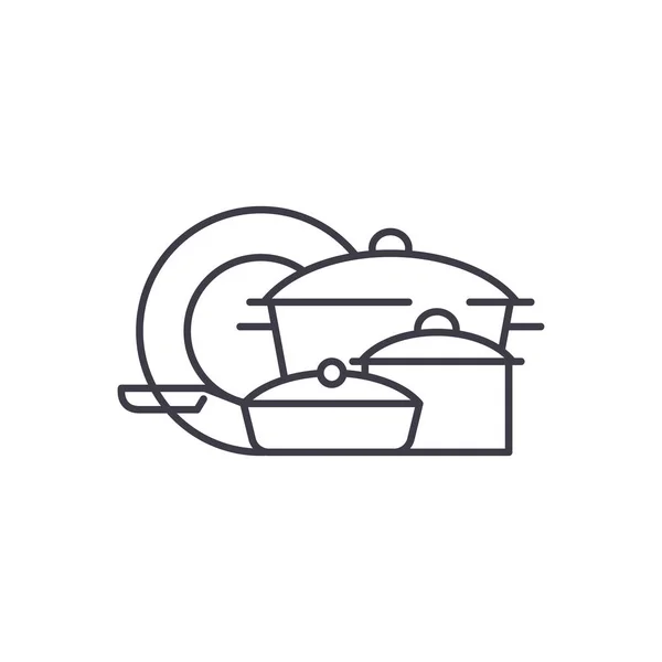 Concepto de icono de línea de utensilios. Utensilios de cocina vector lineal ilustración, símbolo, signo — Vector de stock