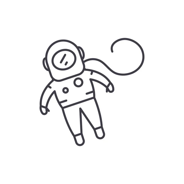 Концепция иконок линии космонавта. Векторная линейная иллюстрация космонавта, символ, знак — стоковый вектор