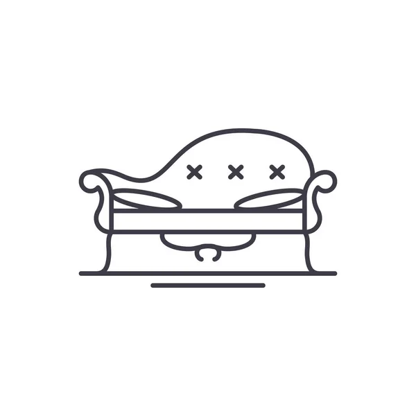 Concepto de icono de línea de sofá. Sofá vector lineal ilustración, símbolo, signo — Vector de stock