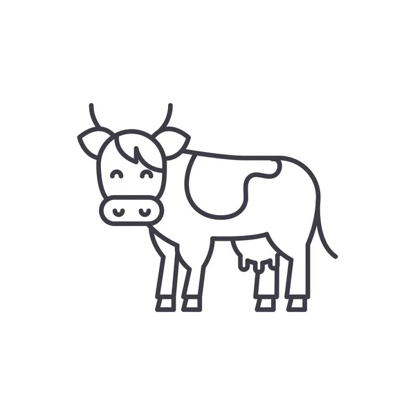 Cow Line Icon Konzept. Kuhvektor lineare Illustration, Symbol, Zeichen — Stockvektor